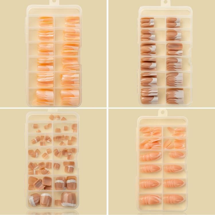 120x/Box Full Cover Stick On Nails French Tip Press On Nails Coffin False Nails Manicures Suppliss