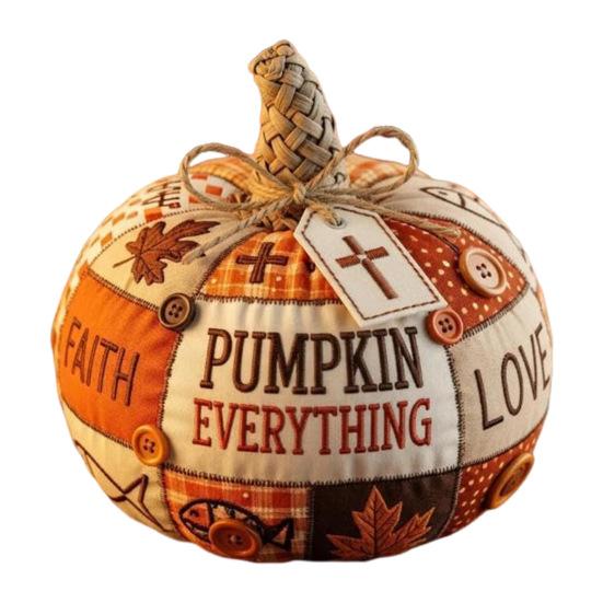 Fall for Jesus Patchwork Pumpkin Hand Stitched Fabric Pumpkin Christ Faith Gift Religious Autumn Home Accent for Farmhouse Dining Desk Entryway Decor