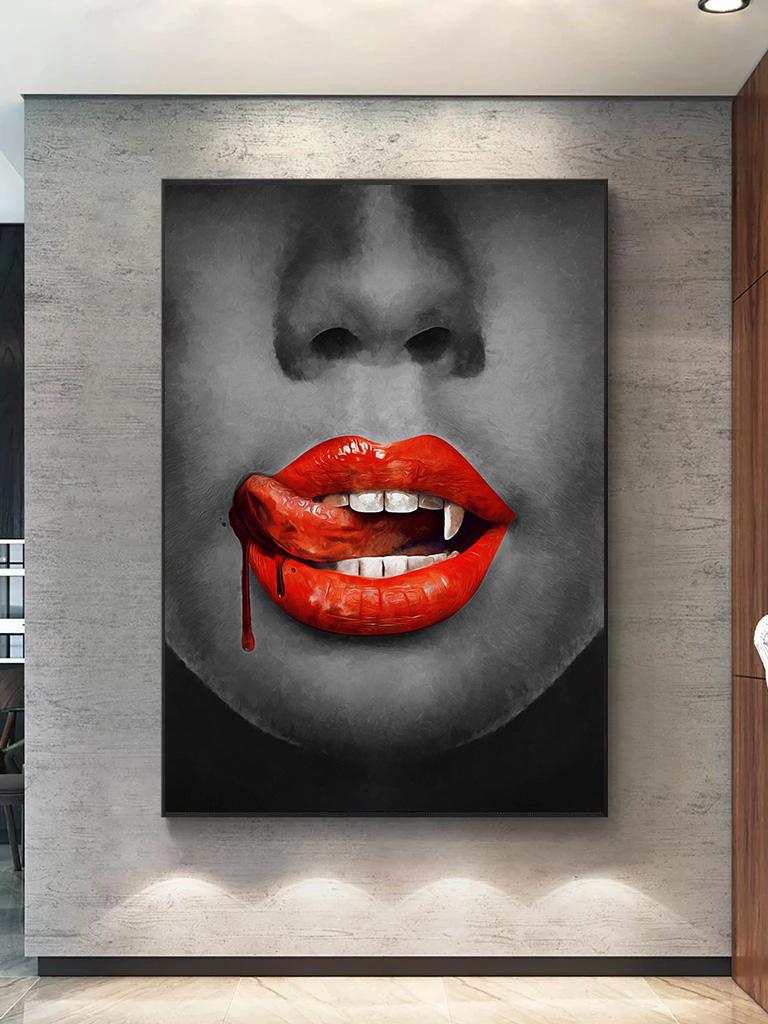Sexy Red Lip Poster Woman Art Lip Print  Art Canvas Painting Wall Decor Picture For Office Room