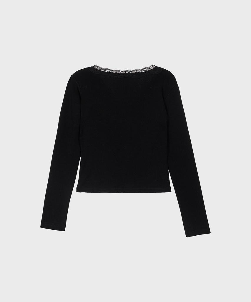 Alkialka Lace Trim Long Sleeve (Black)