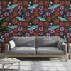 Vintage Skulls Floral Peel and Stick Wallpaper for Bedroom Halloween Removable Contact Paper for Walls Cabinets Decor