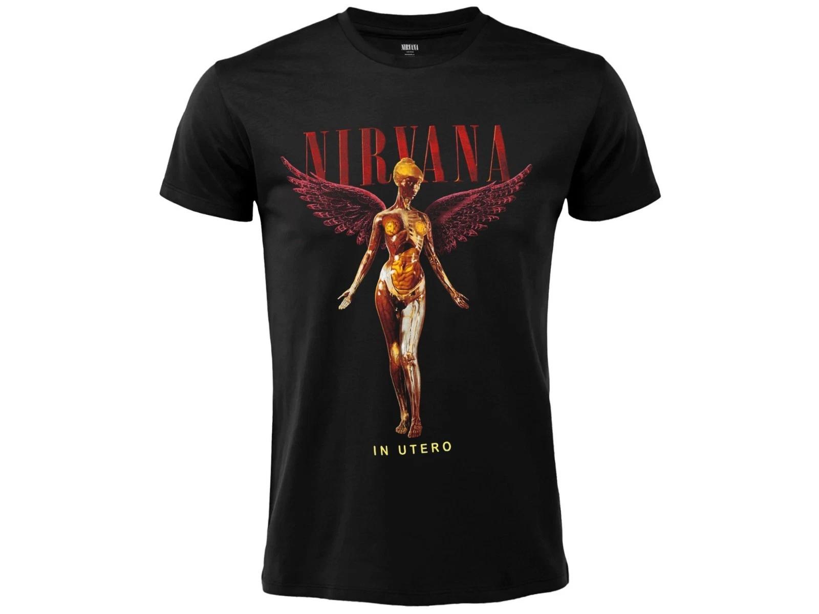 Nirvana Official T-Shirt Jersey Original Black Adult Utero Rock T-Shirt- S