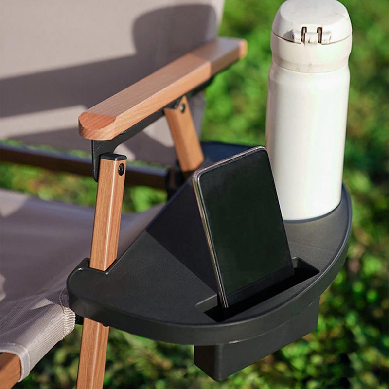 Portavasos y Bandeja para Snacks Portátil Reclinable con Ranuras para Accesorios Ranura para Teléfono Móvil Para Silla de Patio Tumbona Camping Senderismo al Aire Libre