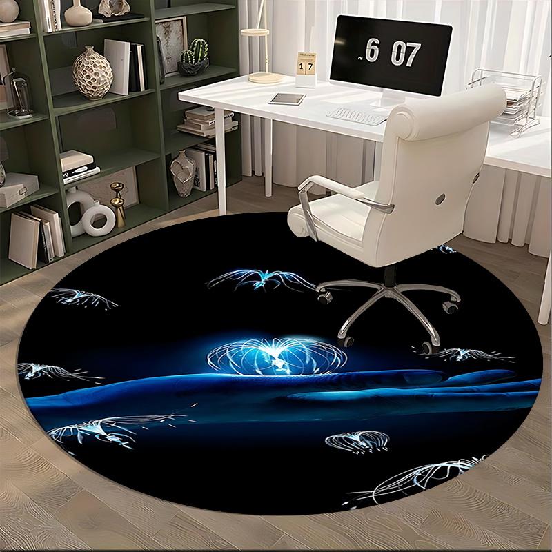 Elegant Blue Glow Jellyfish Chair Mat   Round Carpet for Home Decor, Office Use, Living Room, Bedroom, Gift Idea0243b