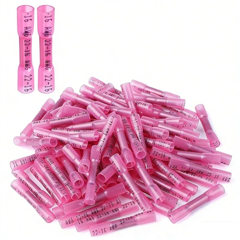 100 Counts Shrinkable Wire Joiners Water Resistant Waterproof Butt Connectors for Home Electrical & Vehicle Repairs