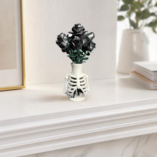 3D Printed Ribcage Skeleton Vase, Multifunctional Decorative Bone Shape Vase for Flowers, Jewelry Makeup Brush Holder, Gothic Home Decor Halloween