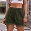 Women Stretch Denim Shorts Ripped Frayed Hem Cowgirl Shorts