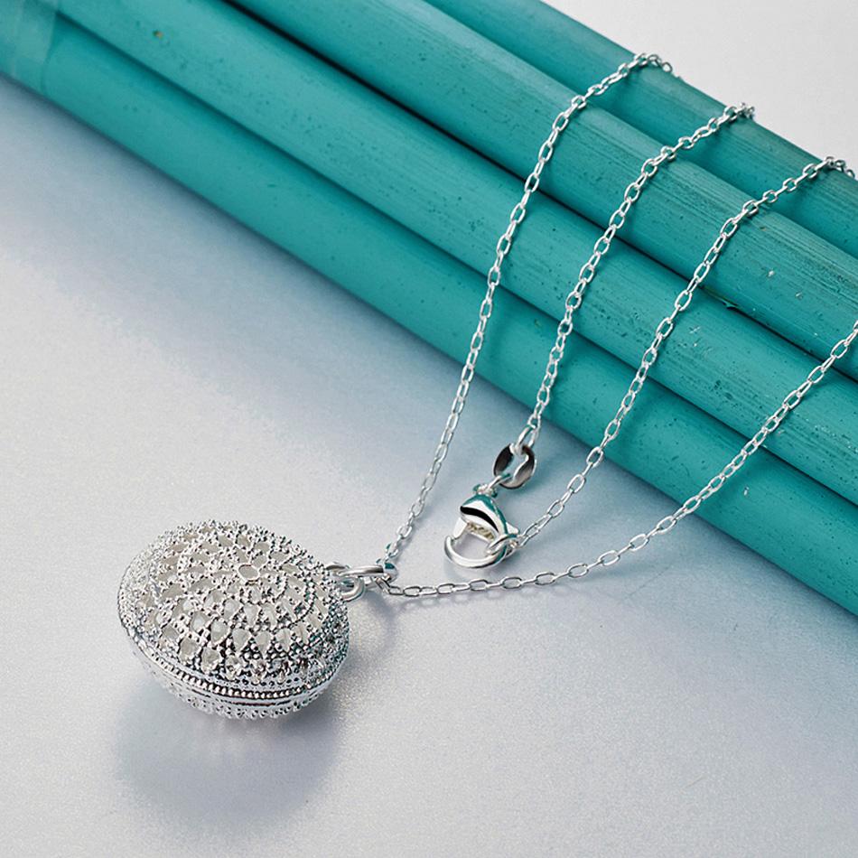 

URMYLADY 925 Стерлинговое Серебро Полый Круглый 40-75см Подвеска Ожерелье Для Женщин Модная Бижутерия 75cm