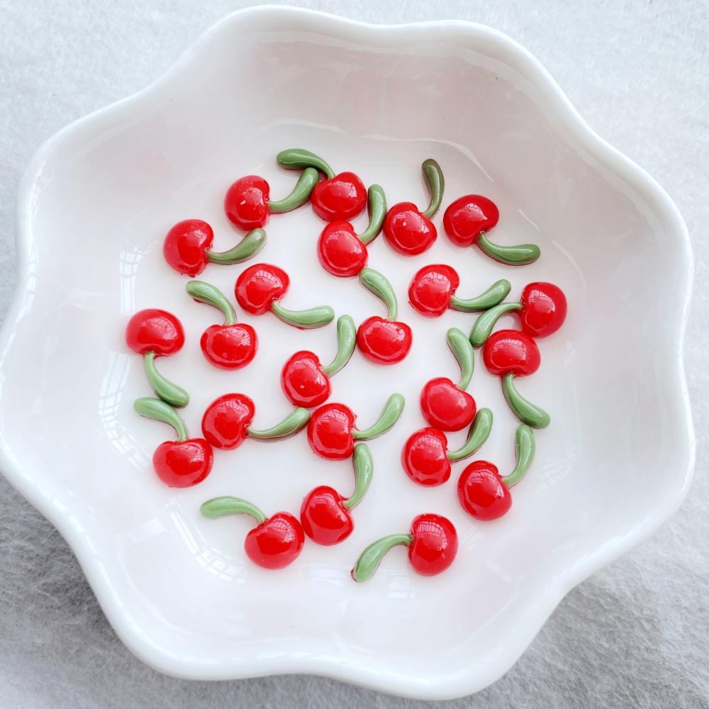 

50Pcs Cute Mini Red Cherry Nail Art Resin Designer Charms DIY Craft For Nail 3D Decorations Jewelry