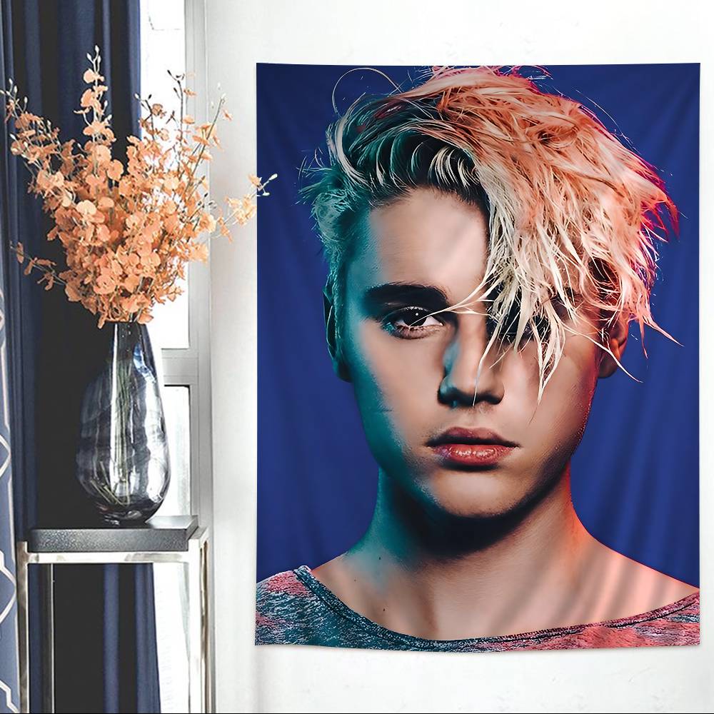 Popular Singer JJustinS BBieberS Cartoon Tapestry Art Science Fiction Room Home Decor Wall Hanging Home Decor