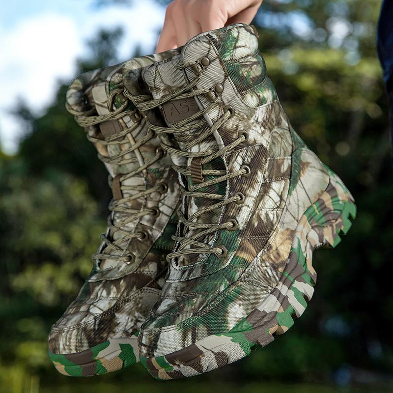 Men Desert Boots Men Casual Outdoor High Combat Boots Plus Size Camouflage Khaki Jungle Cross-country Hiking Shoes