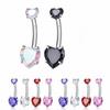 Shiny Internal Thread Belly Button Rings Stainless Steel Heart Belly Piercing Crystal Silver Body Jewelry Party Decoration