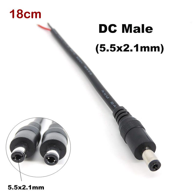 

18cm 2pin DC Male Female right angel Power Supply adapter 18awg 7A Connector Cable Pigtails 5.5x2.1mm 5.5x2.5mm Copper cord q1 5521 male 18cm 4pcs