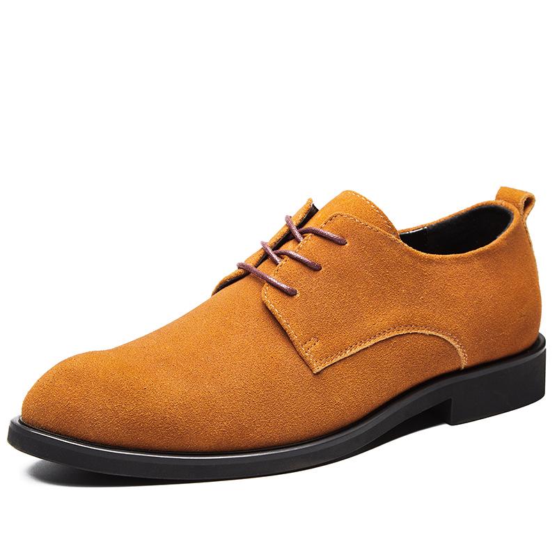 Men s Trendy Casual Pointed Toe Leather Shoes - Youth Outdoor Fashion, Burnished Frosted Design, Large Size Workwear. Size 42