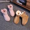 Winter neue Kinderschneestiefel für Herren und Damen, echtes Leder, warm, rutschfest, modisch, Rindsleder, groß, mittel und klein, Schülergröße 25-36