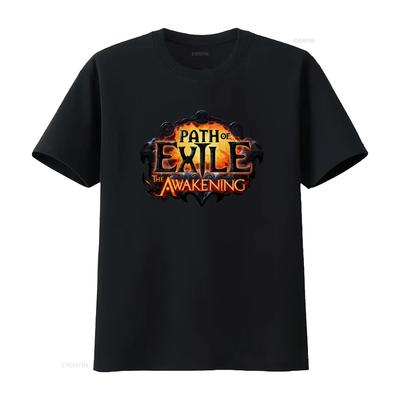 Men S Path of Exile The Awakening Video Game Promo T Shirt 4XL XXXXL Design Gaming Vintage Washed Versatile Slightly Fashion