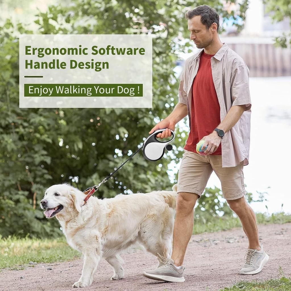 Intrekbare hondenriem Duurzame hondenwandellijn geschikt voor extra grote hondenrassen of katten met verwijderbare dispenser en kakzakjes Heavy Duty