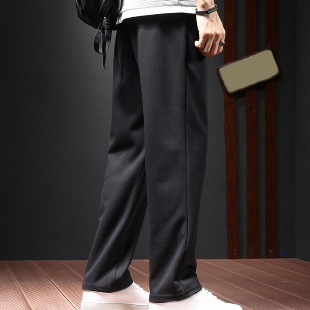 Herbst Freizeit Herren Jogginghose Locker Weiter Beinschnitt Schweißhose Elastischer Bund Kordelzug Taschen Sporthose Herrenbekleidung
