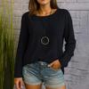 Women's Solid Color Casual Top Round Neck Long Sleeved Loose Pullover Top