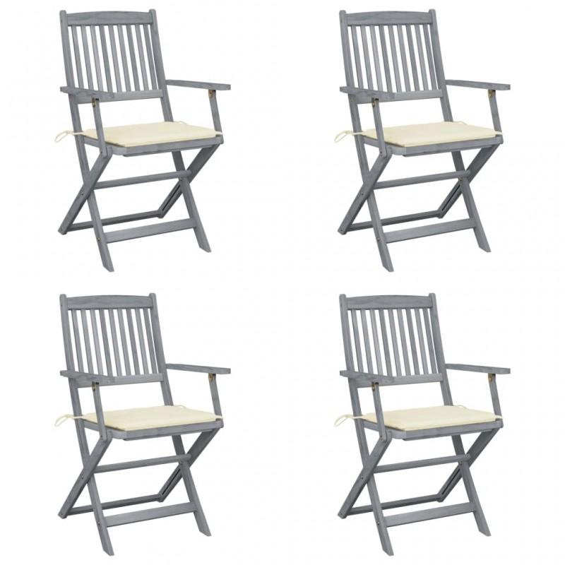 Day and Night - Day and Night Folding Garden Chairs 4 Pcs Cushions Solid Acacia Wood