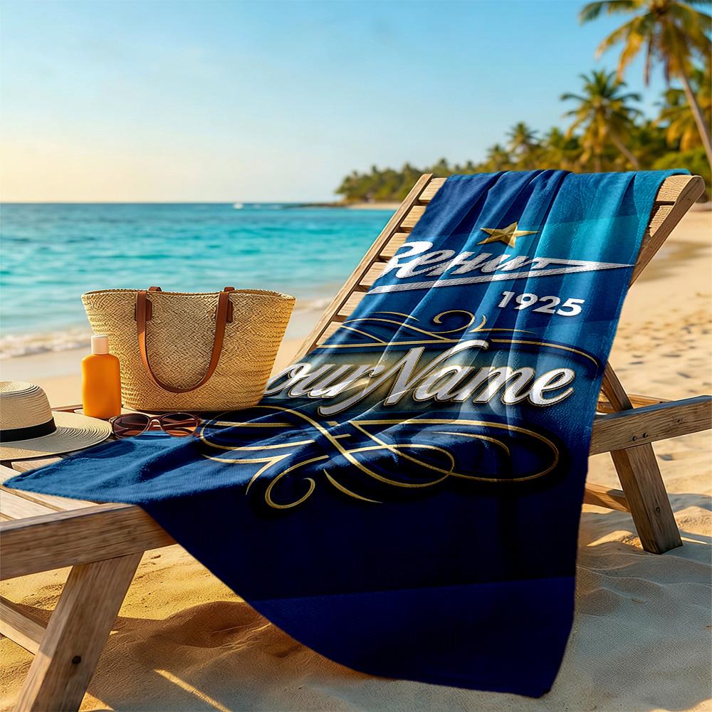 Fc Zenit Saint‑petersburg Customize Text Beach Towel Super Soft & Absorbent Portable for SwimmingBeachCamping Travel Beach AccessoriesGym