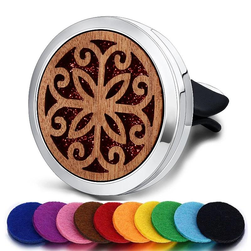 Refillable Car Air Freshener Smell Natural Wood Perfume Diffuser Clip Auto Vent Freshener Decoration Interior Accessories