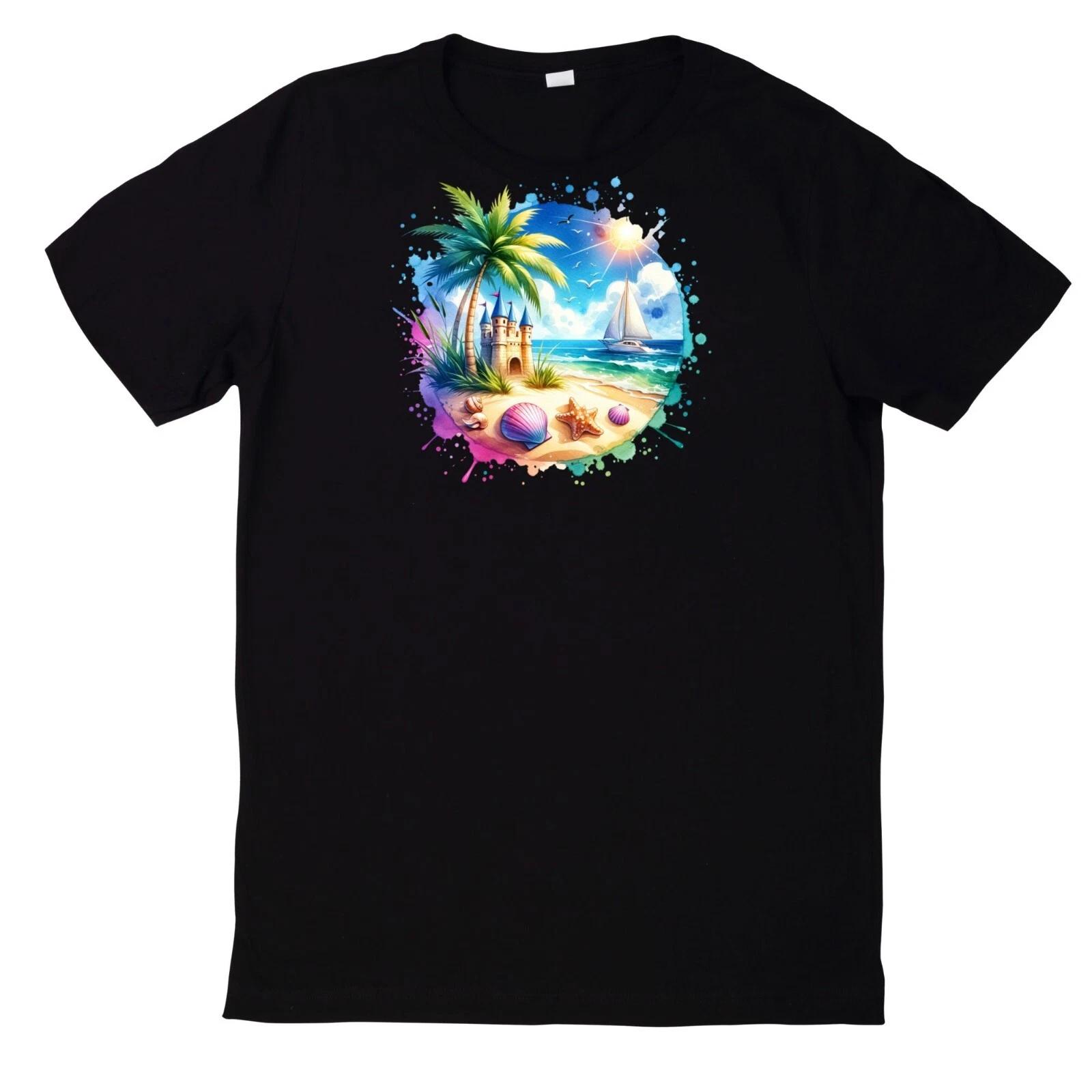 T-Shirt Sommer am Strand Motiv Baumwolle XS