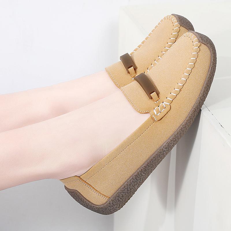 Fashion Women Suede Flats Slip on Soft Sole Walking Shoes Comfortable Low-cut Mother Loafers Casual Daily Shoes Size 35-43