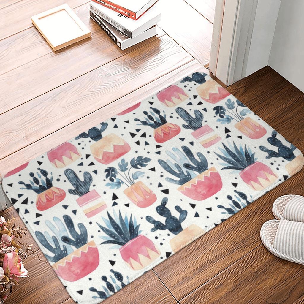 Colorful Cactus Floral Front Door Mat Anti-Slip Indoor Waterproof Cacti Succulents Doormat Garden Garage Entrance Rug Carpet