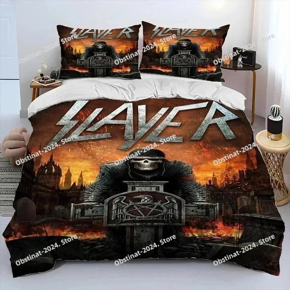 3D Slayer Heavy Metal Band Music Bedding Set Printed Single Comforter Quilt Bed Duvet Cover Pillow Case 3 Pieces Kids Adult Size