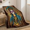 Sugar Skull Floral Blanket  Printed Blanket for Living Room Bed Couch lunch break Soft Cozy Blanket for Friend's festival Gift