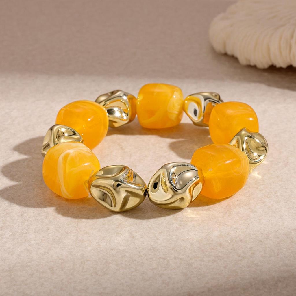 Acrylic Irregular Square Round Beaded Bracelets for Women Multicolor Bohemia Geometric Handmade Bangles Couple Jewelry Travel C