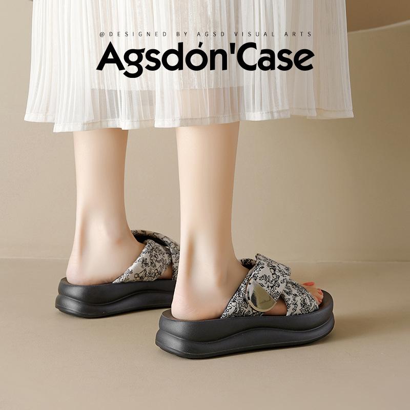 Augusteng New Chinese Platform Slippers Women's Summer Wear 2025 New Home One-word Drag Cool Slippers