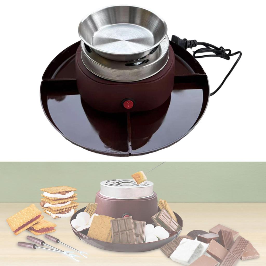 Kit Smores Pentolino per Fonduta Elettrico per Famiglia Natale Interno marrone rossiccio