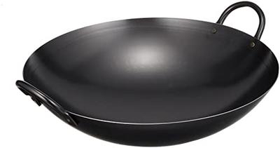 Endo Shoji Commercial Wok, 33cm, Hammered Iron, Made In Japan (Model ATY03033)