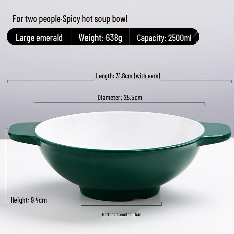 Nordic Emerald Green Large Melamine Noodle Bowl