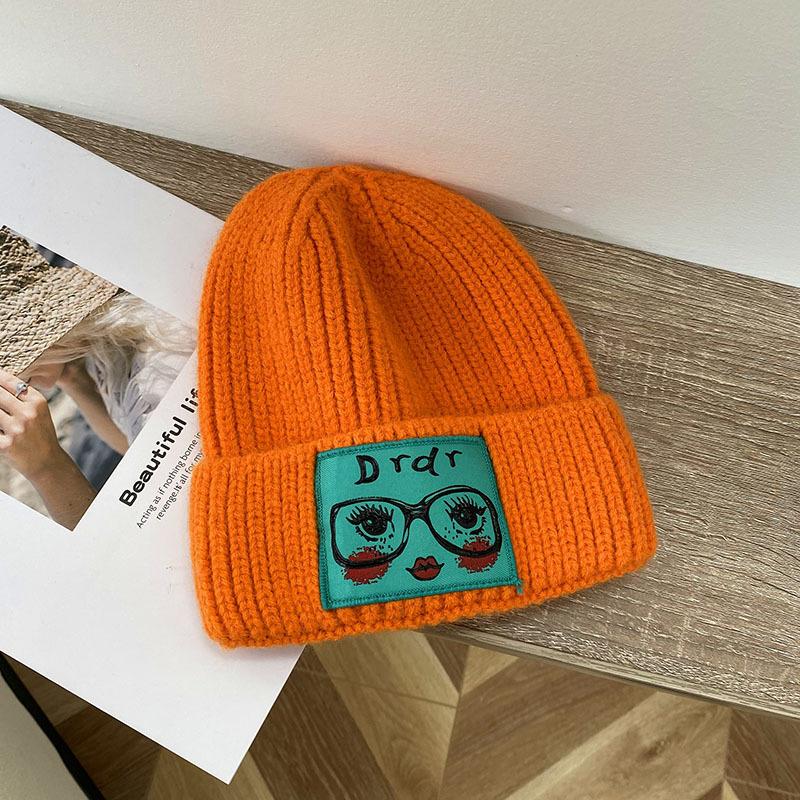 Fashion Dr Glasses Girl Hat Casual Knitted Hat Autumn And Winter Wool Melon Fur Hat Cute Warm Cold Hat