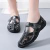 Women Sandals Outdoor Casual Leather Shoes Over Sized Roman Summer Black White Closed Toe Sandals for Girl