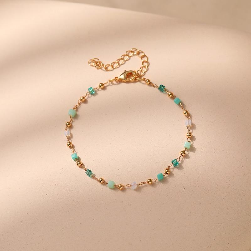 K Gold Plated Crystal Beaded Ethnic Bracelet For Women