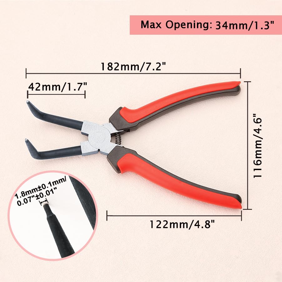 LEONTOOL Long Bent Snap Ring Circlip Removal Bent Long Long Long Curved Spring Tool for Cylinder Brake Front Snap Ring Specialized Tool Pliers, C-Ring