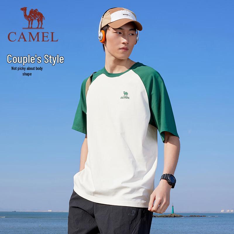 Camel Unisex Loose Casual Cotton-Feel Short Sleeve T-Shirt C36BAVQR084