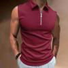 Polo senza maniche con mezza zip, vestibilità slim, top casual versatile