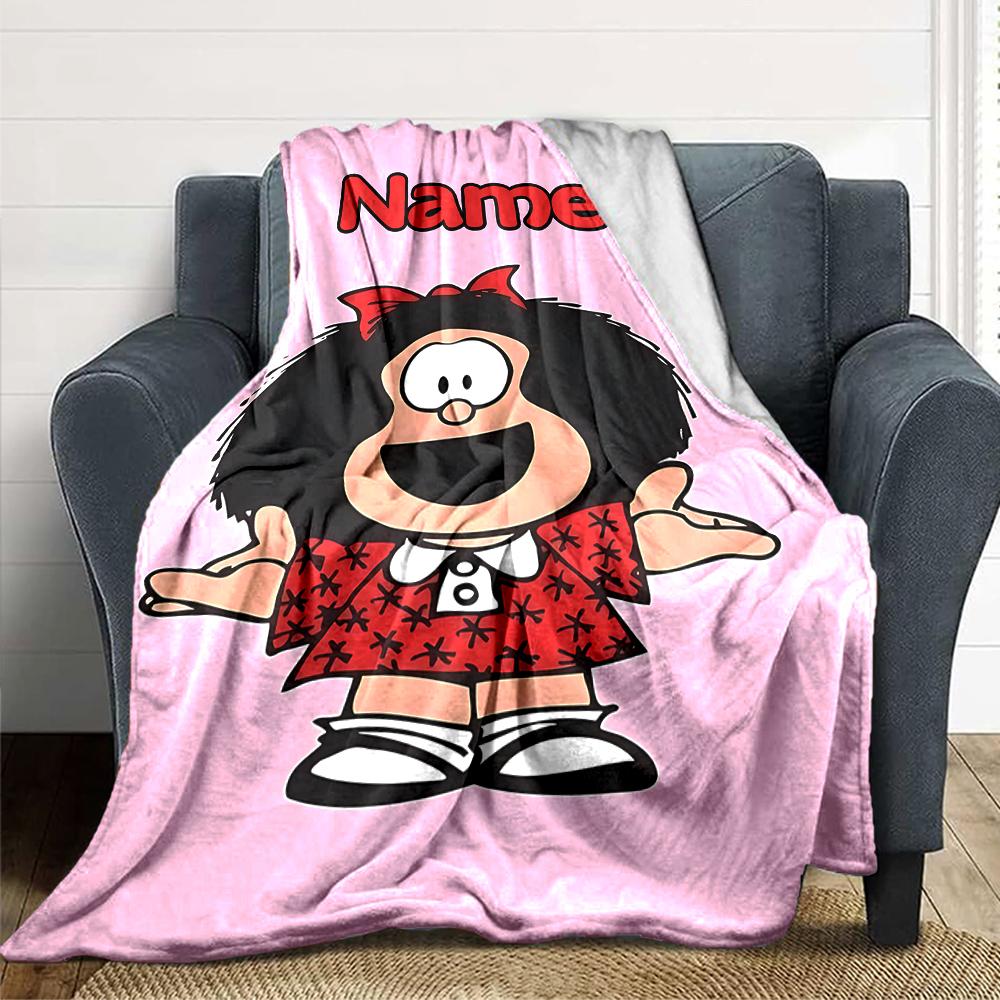 Custom Name Mafalda'S Adventures Party Blanket For Couch Bed Plush Cozy Fuzzy Blanket Super Soft Warm Blankets For Fall And Winter 091626
