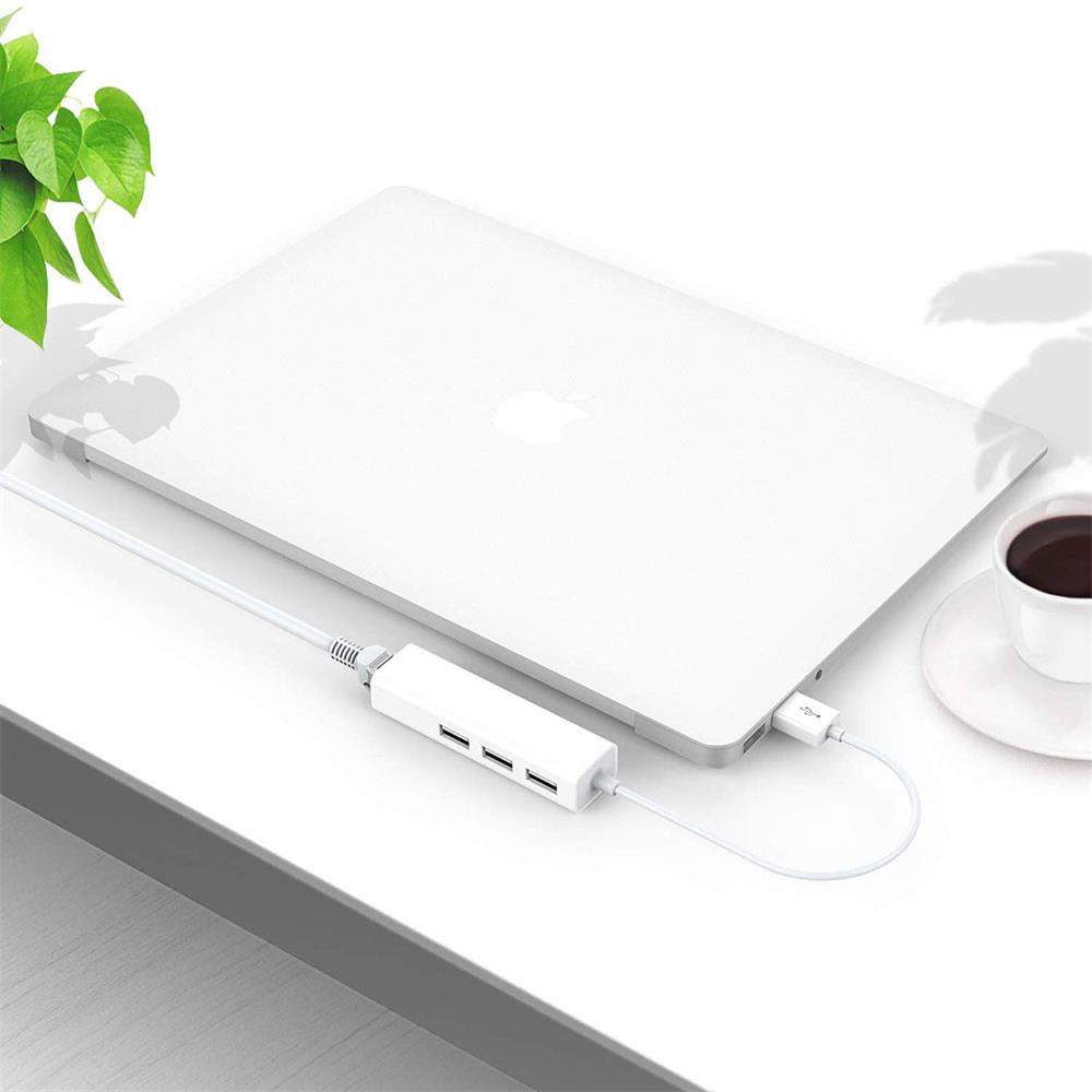 USB Ethernet Network Card 3 Ports High-Speed USB 2.0 To RJ45 Hub 10/100 Ethernet Adapter Free Driver USB Hub Lan For Macbook Win