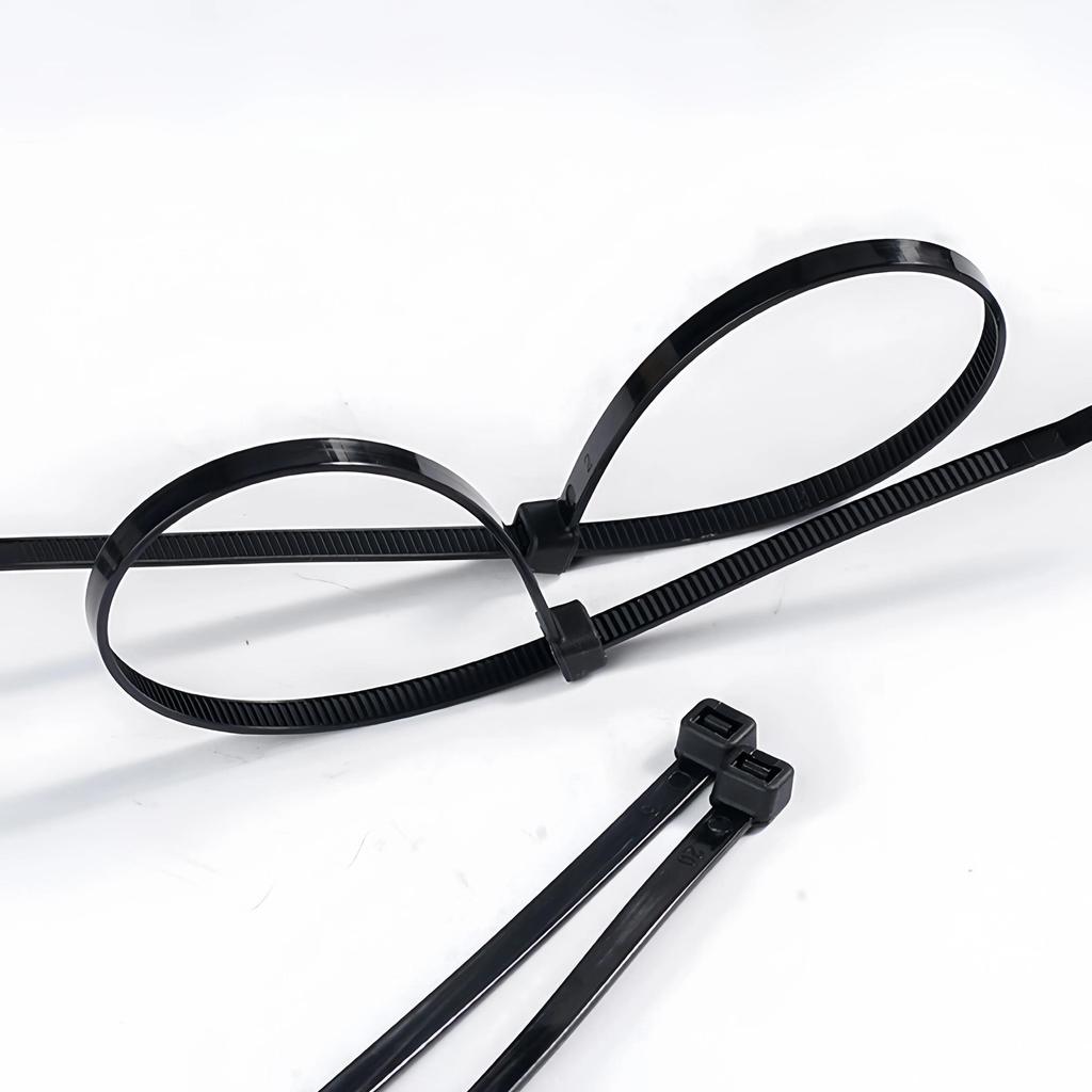 100 Black Nylon Cable Ties, High Tensile Strength, Uv Resistant, Fastening Loop Ties, Self-Locking, Suitable For Home And Office Wire Management