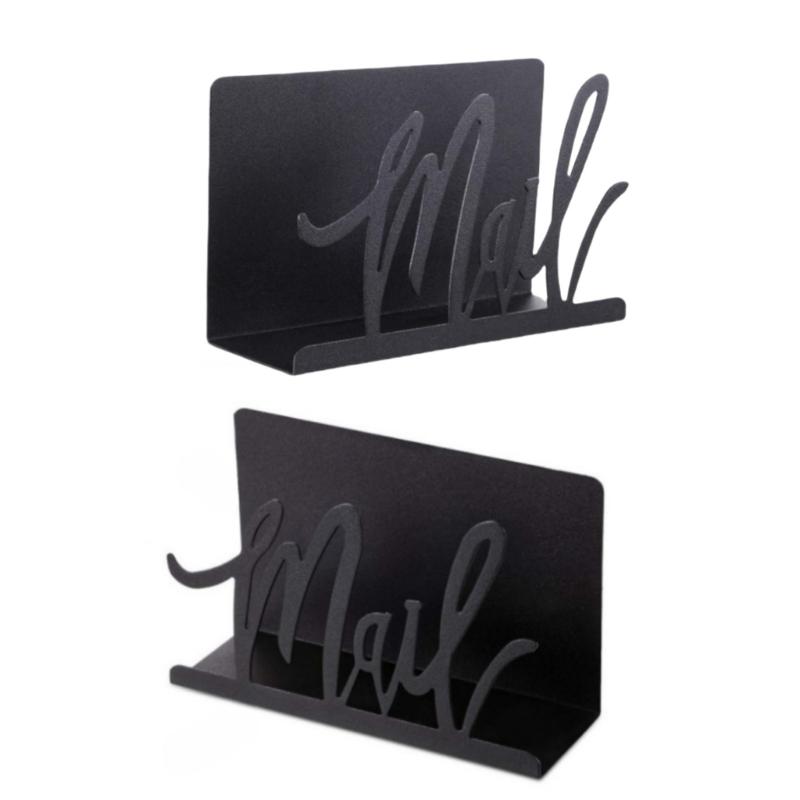 Black Metal Mail Holder and Letter Stand Set Black Metal Mail Rack Envelope Rack for Home Office Desktop Organization 1