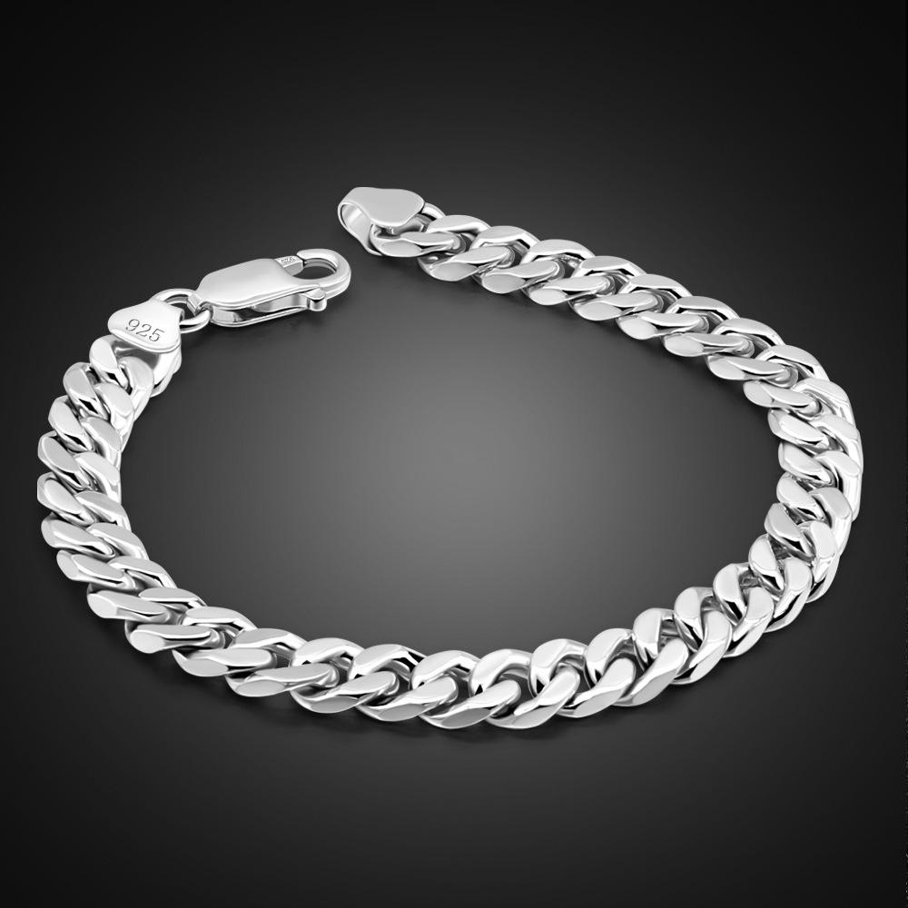 Men'S 6Mm Cuban Bracelet Nickel-Free Micron Rhodium Gold Jewelry With Sterling Silver Buckle