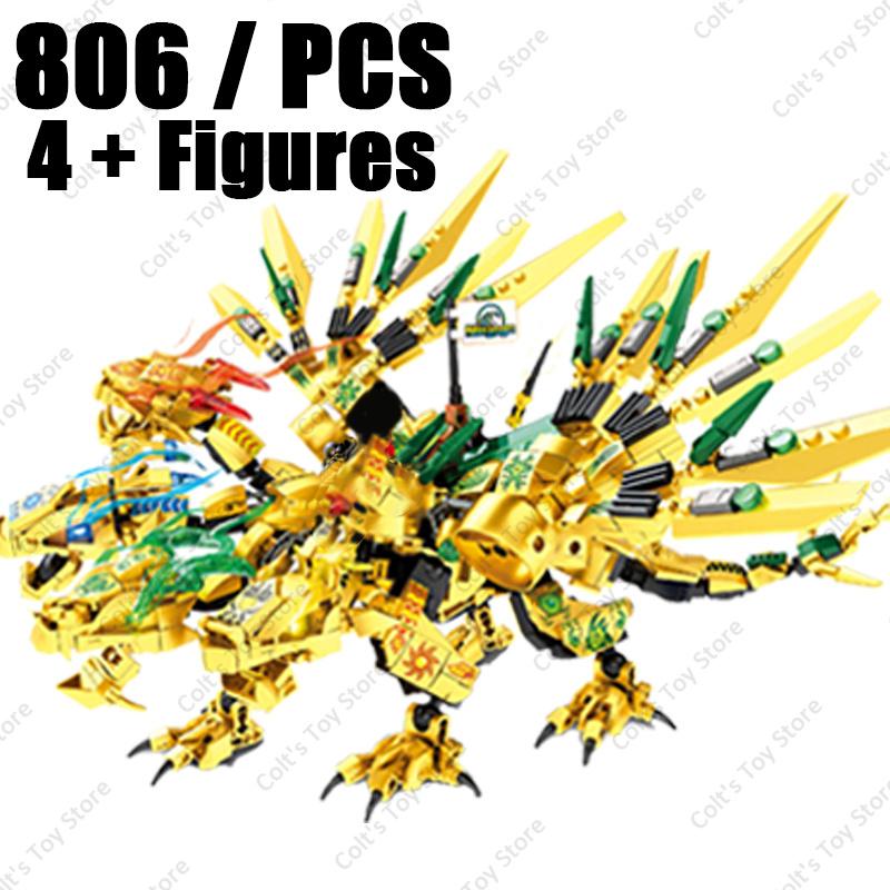 New Ninja Legendary Lloyd Golden Ultra Dragon Building Blocks Classic Anime Figure Kai Jay Zane Model Bricks Toys Set Kids Gifts