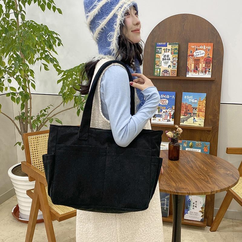 Simple literary tote bag women's new casual shoulder bag large capacity trendy handbag