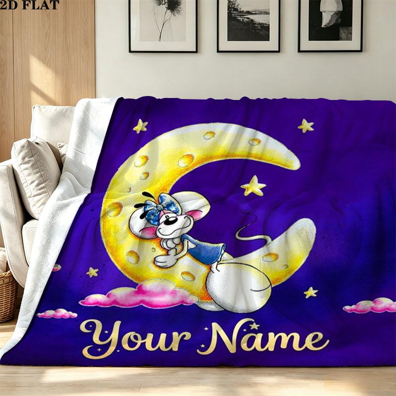 1PC Diddl Custom Name Patterned Flannel Blanket Suitable For All Seasons for Home Decor Warmth and Comfort Gifts Holiday Present